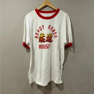 Vintage Rowdy Ronda  Rousey WWE White Y2K T-Shirt